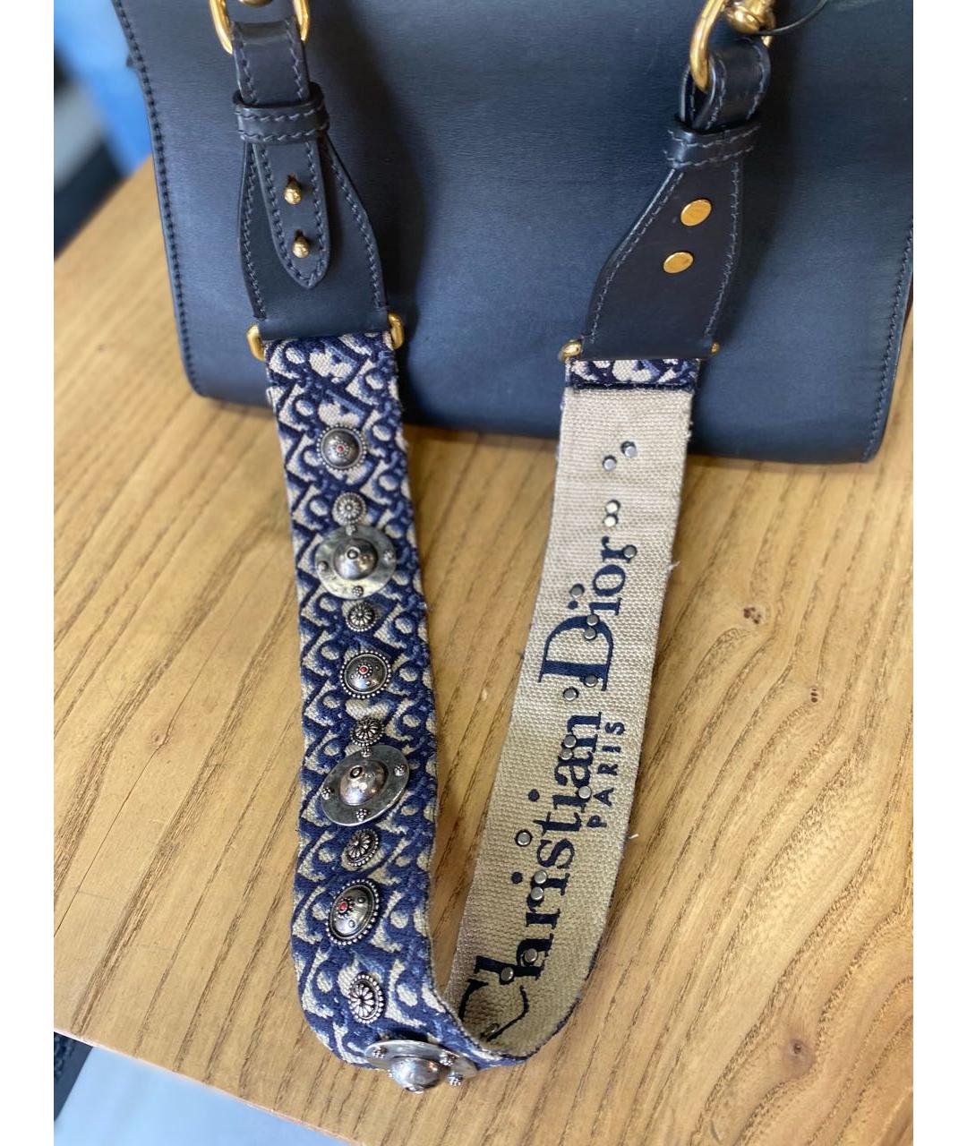 CHRISTIAN DIOR Антрацитовая кожаная сумка тоут, фото 8