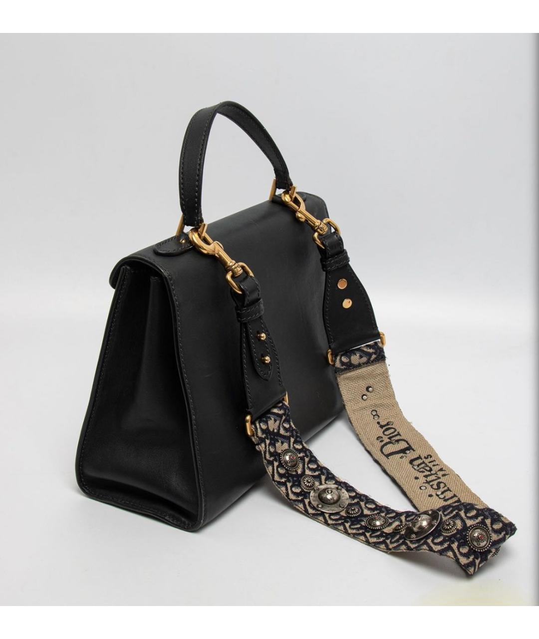 CHRISTIAN DIOR Антрацитовая кожаная сумка тоут, фото 3