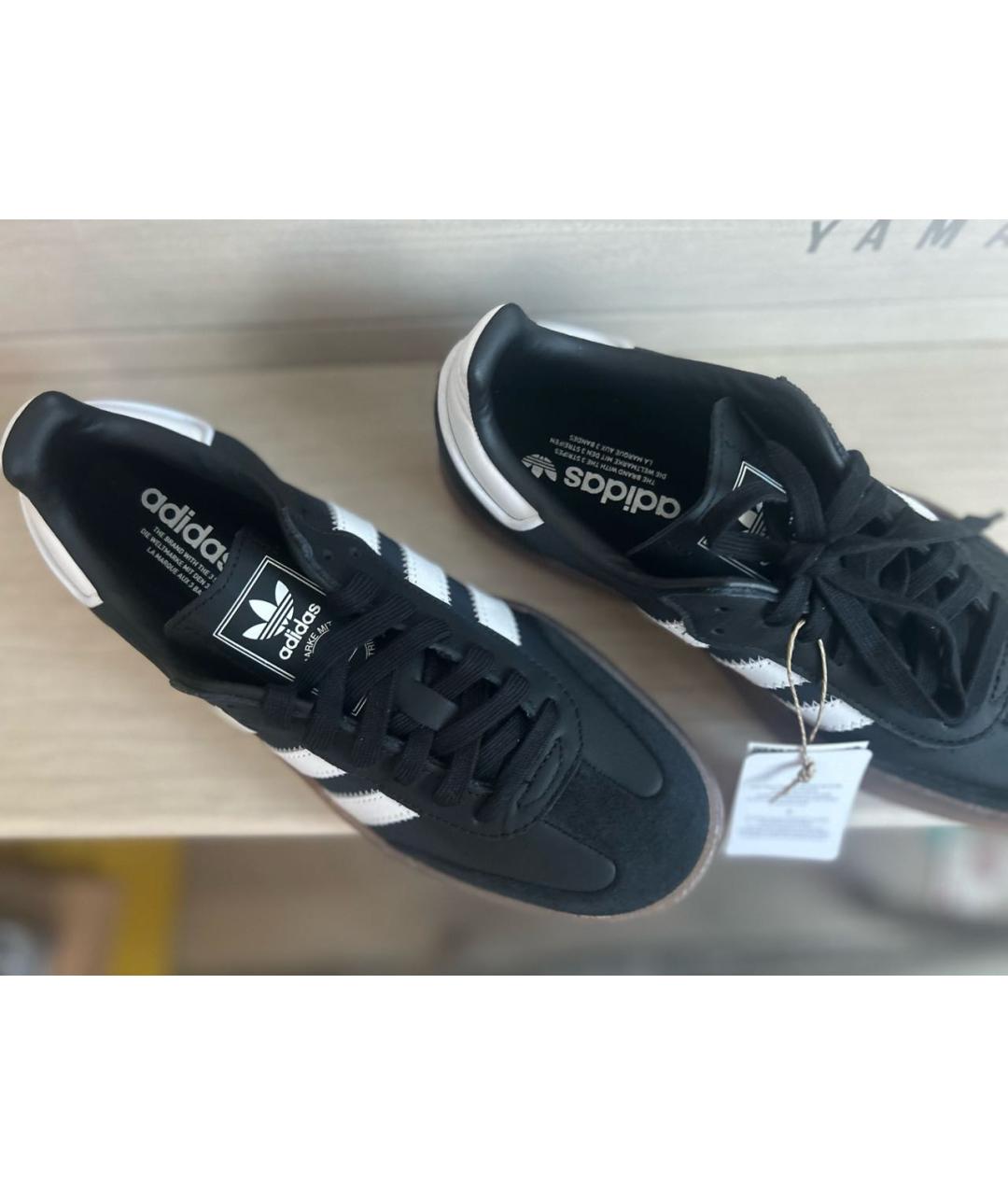 ADIDAS Черные кожаные кеды, фото 2