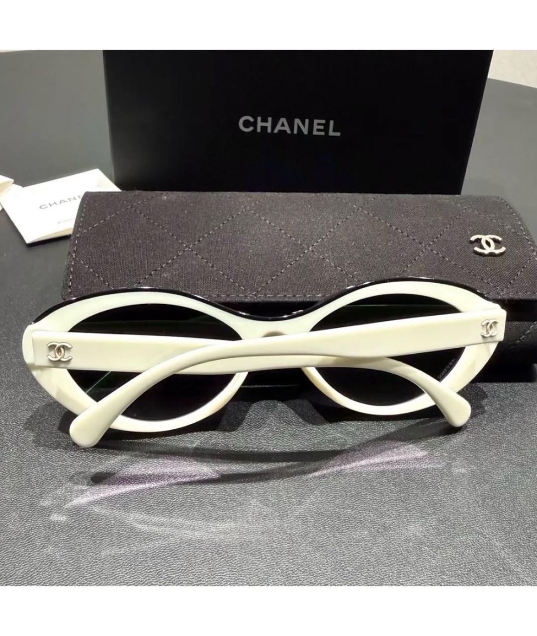 CHANEL Белые пластиковые солнцезащитные очки, фото 5