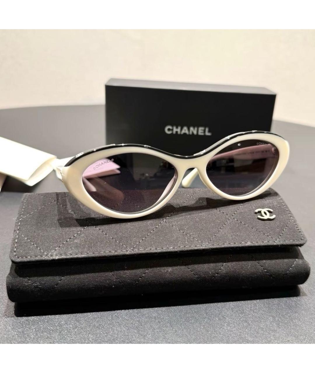 CHANEL Белые пластиковые солнцезащитные очки, фото 4