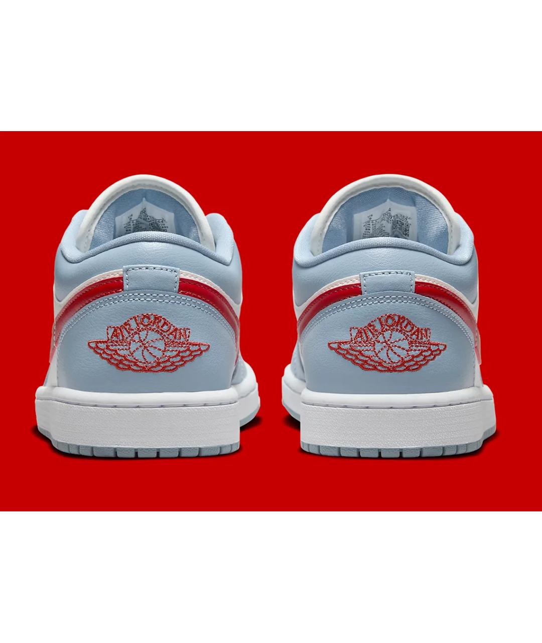 JORDAN Голубые кожаные низкие кроссовки / кеды, фото 4