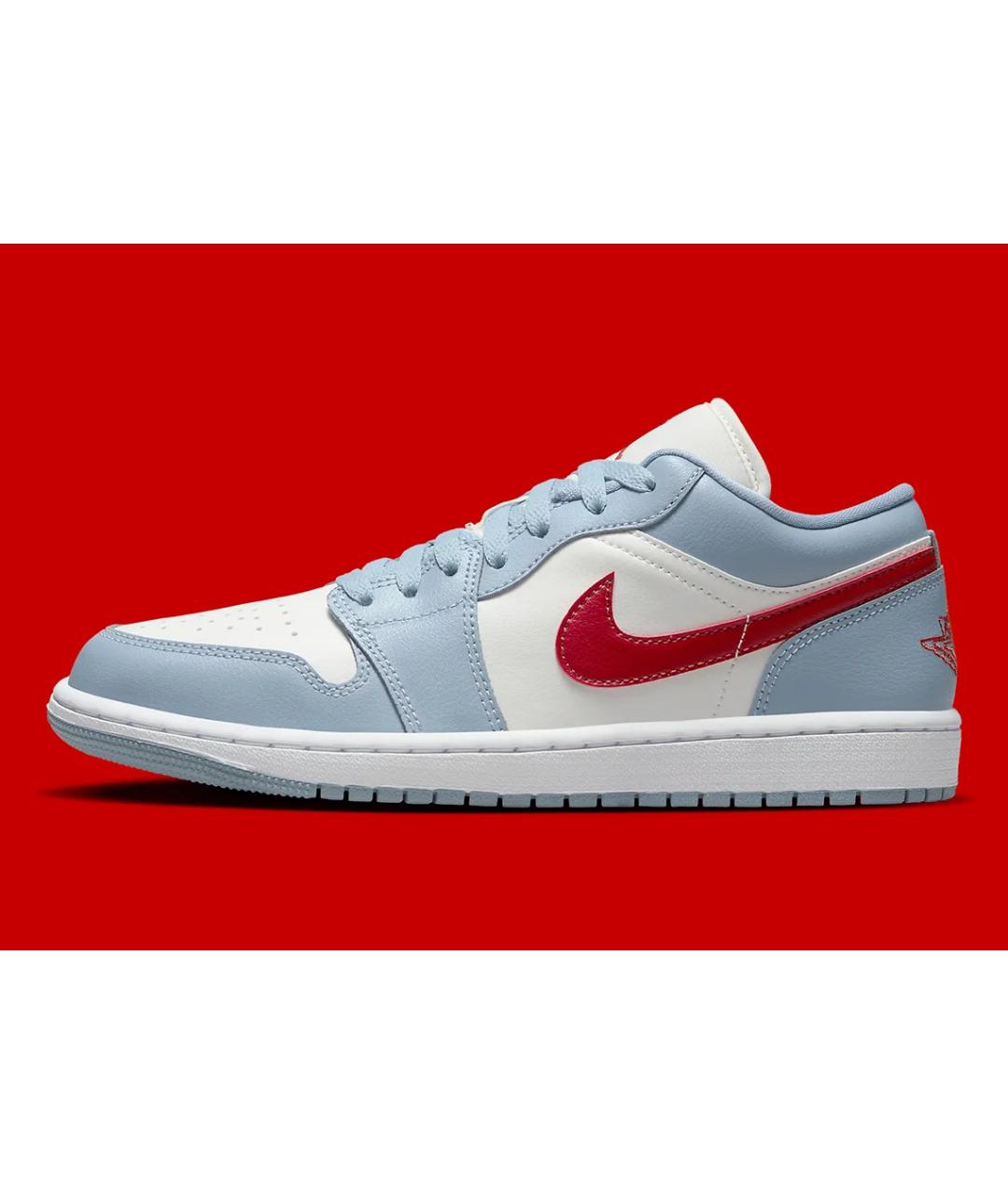 JORDAN Голубые кожаные низкие кроссовки / кеды, фото 6