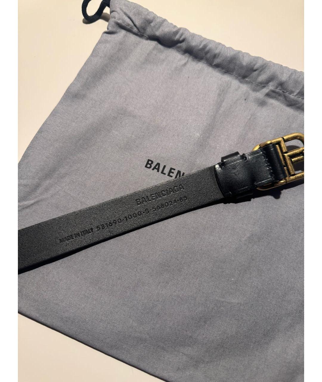 BALENCIAGA Черный кожаный ремень, фото 3