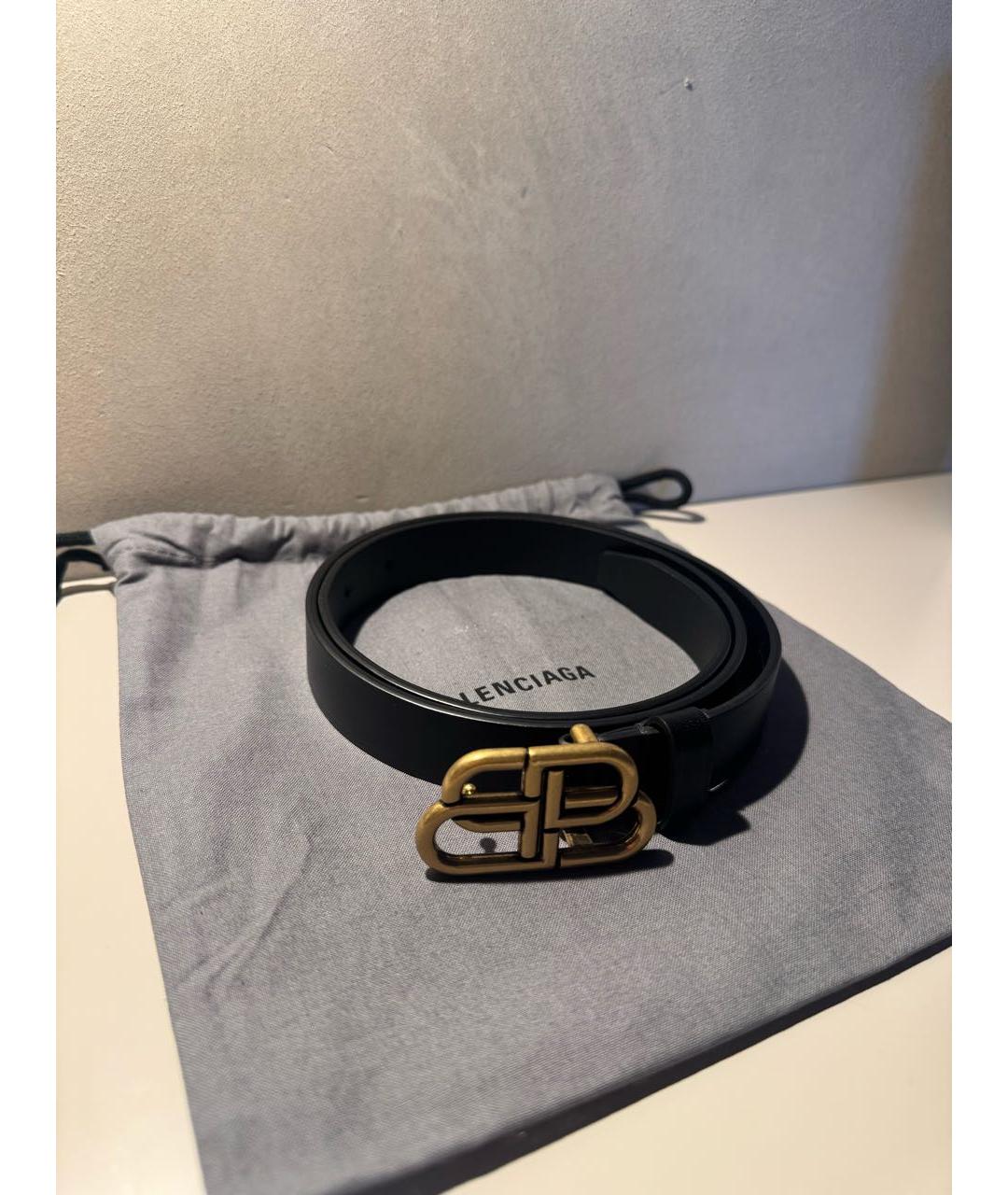 BALENCIAGA Черный кожаный ремень, фото 4