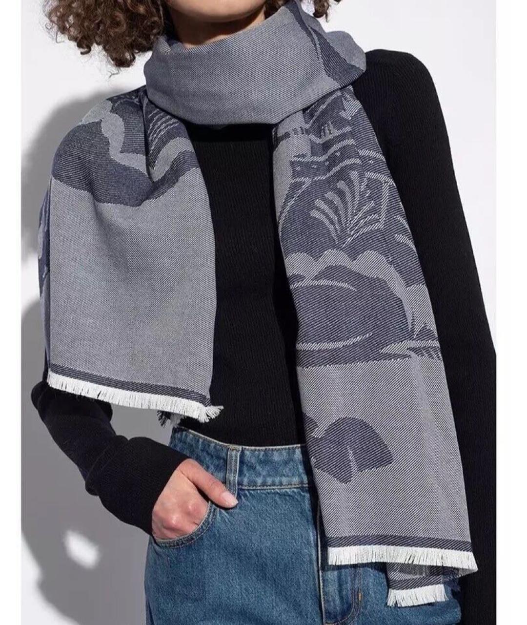 BURBERRY Синий шерстяной шарф, фото 3