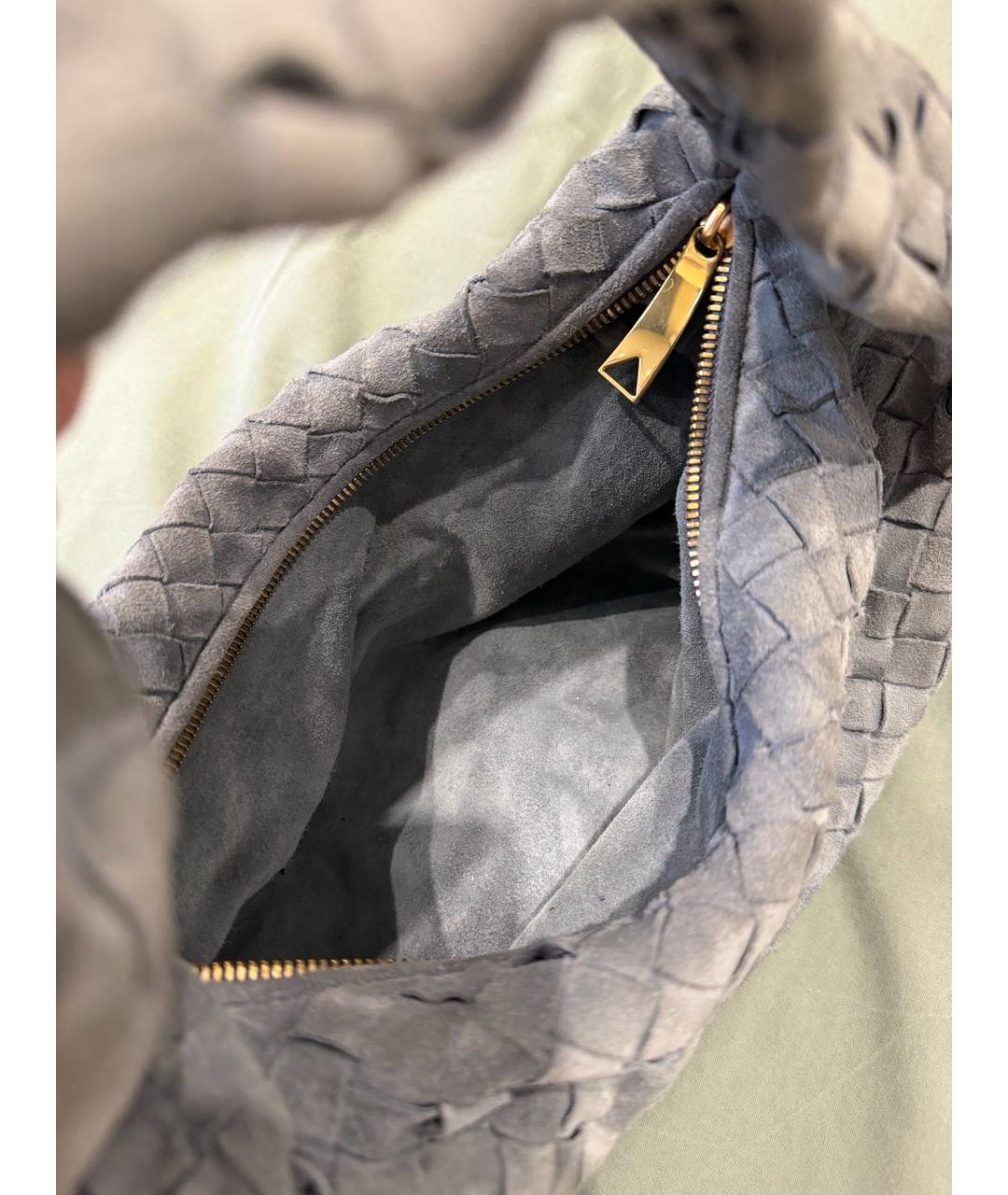BOTTEGA VENETA Серая замшевая сумка с короткими ручками, фото 4