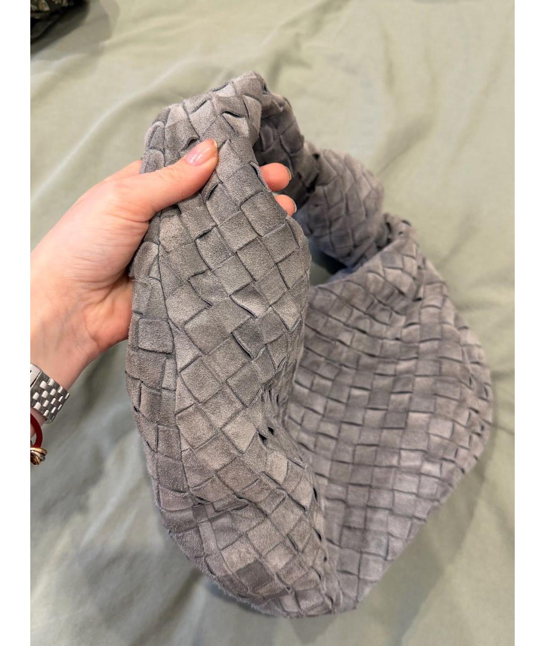 BOTTEGA VENETA Серая замшевая сумка с короткими ручками, фото 2