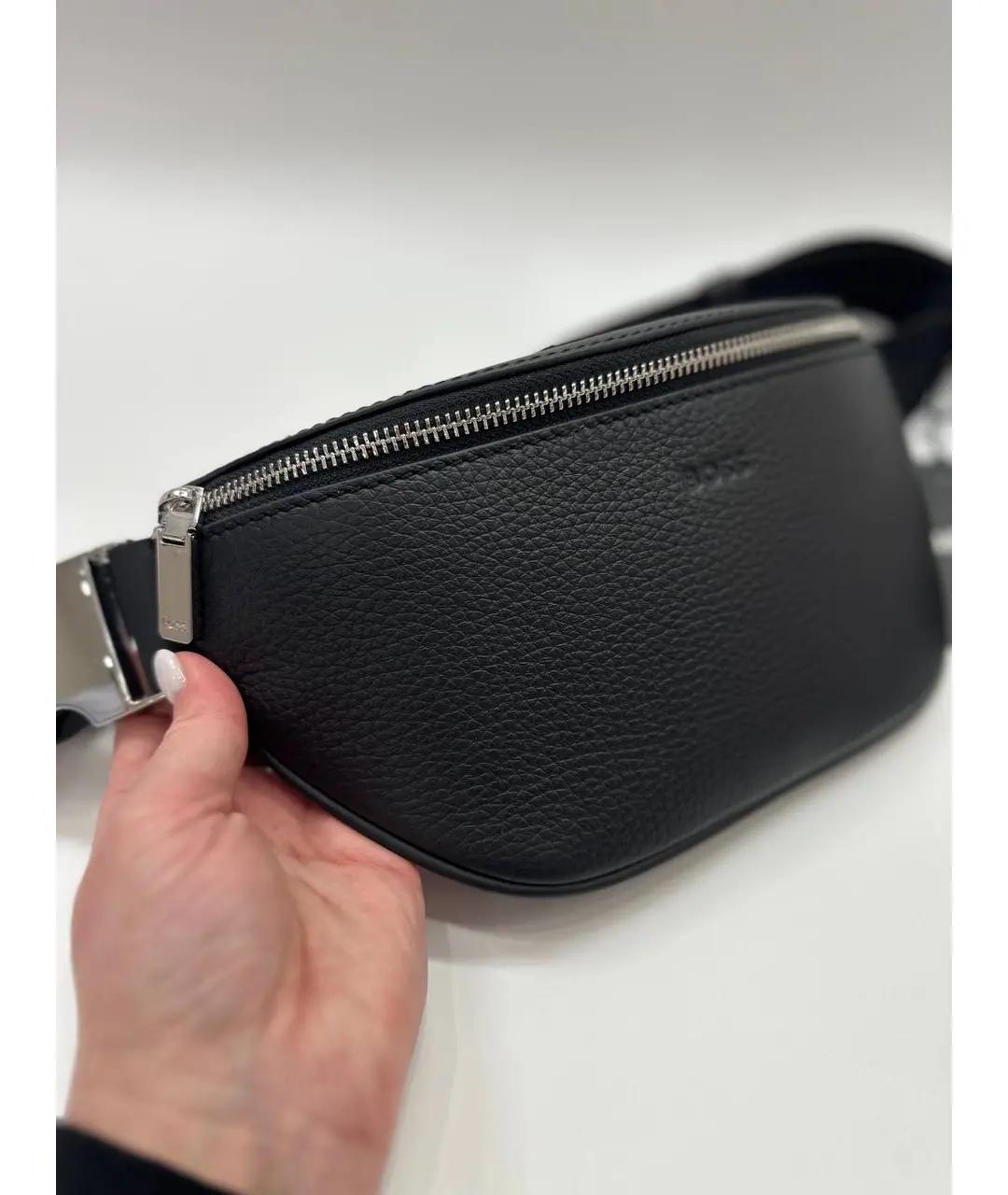 HUGO BOSS Черная кожаная поясная сумка, фото 6