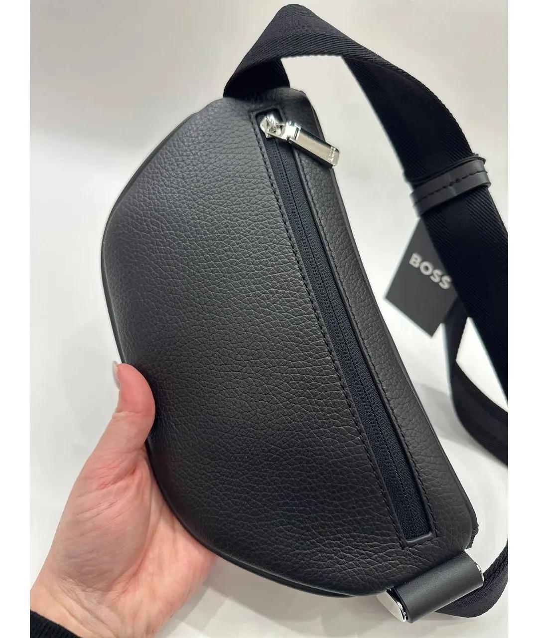 HUGO BOSS Черная кожаная поясная сумка, фото 7