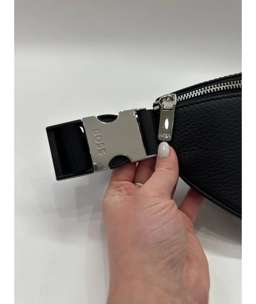 HUGO BOSS Черная кожаная поясная сумка, фото 5