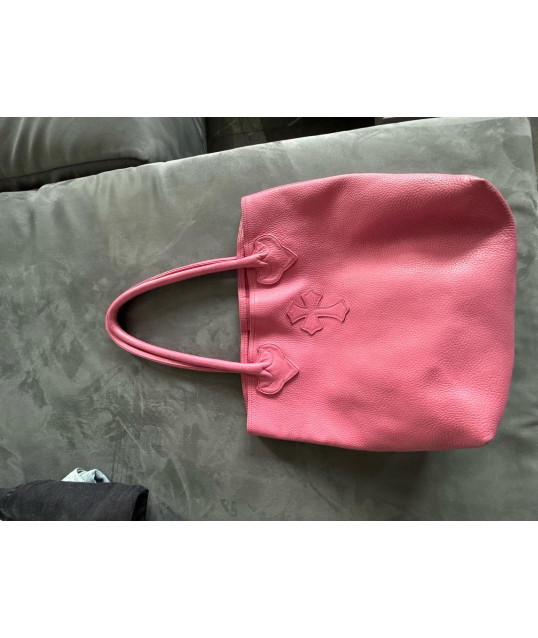 CHROME HEARTS Розовая кожаная сумка тоут, фото 4