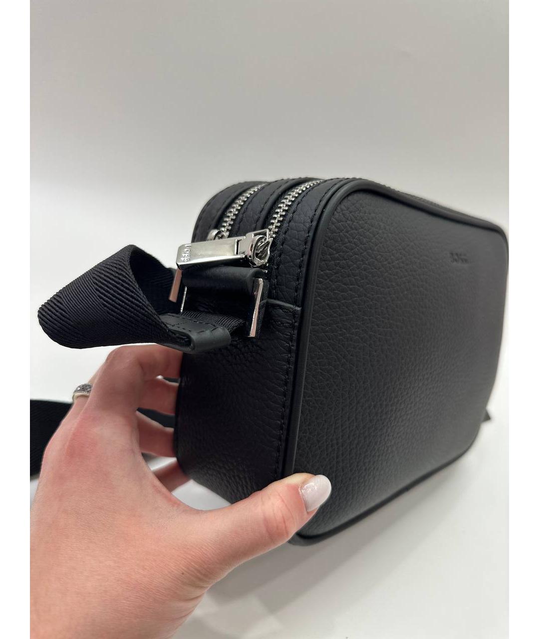 HUGO BOSS Черная кожаная сумка на плечо, фото 5