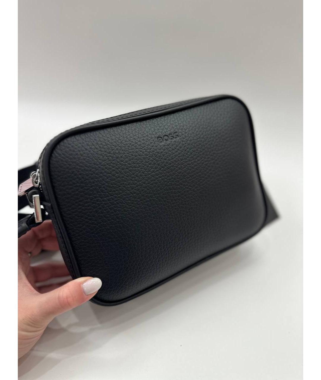 HUGO BOSS Черная кожаная сумка на плечо, фото 3