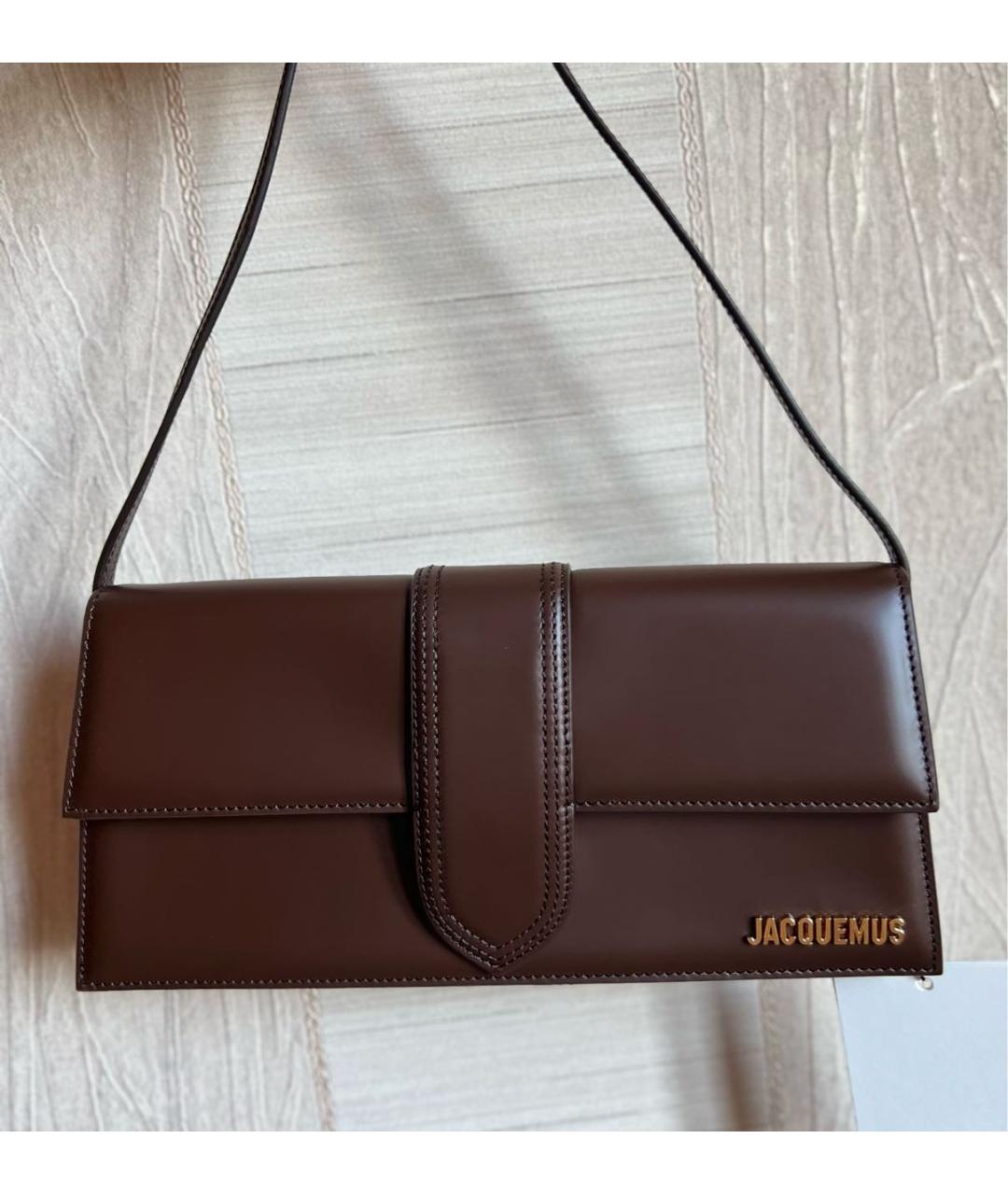 JACQUEMUS Коричневая кожаная сумка с короткими ручками, фото 8