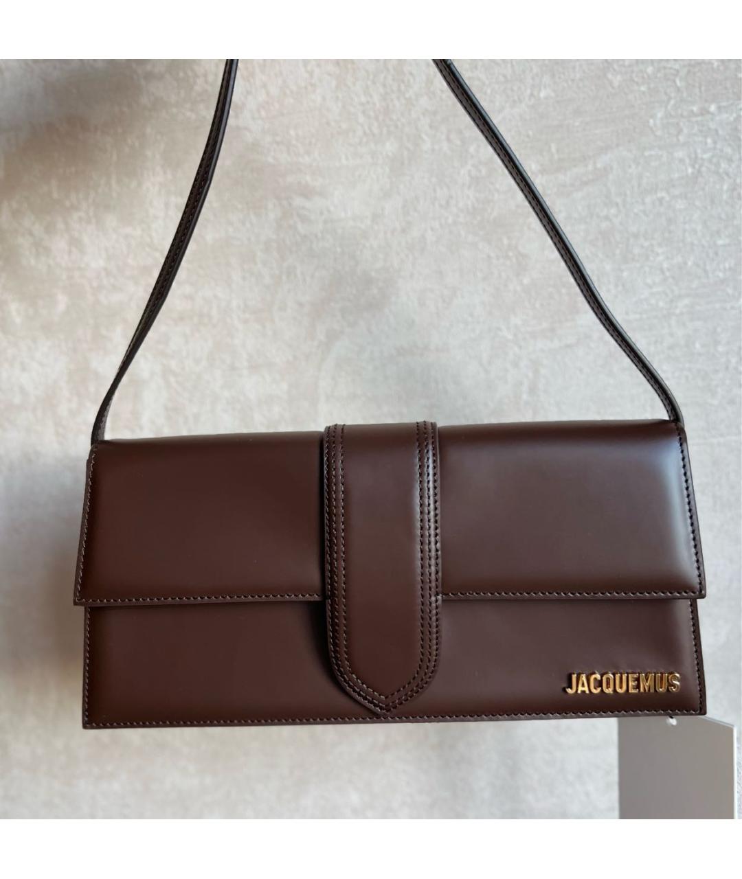 JACQUEMUS Коричневая кожаная сумка с короткими ручками, фото 8