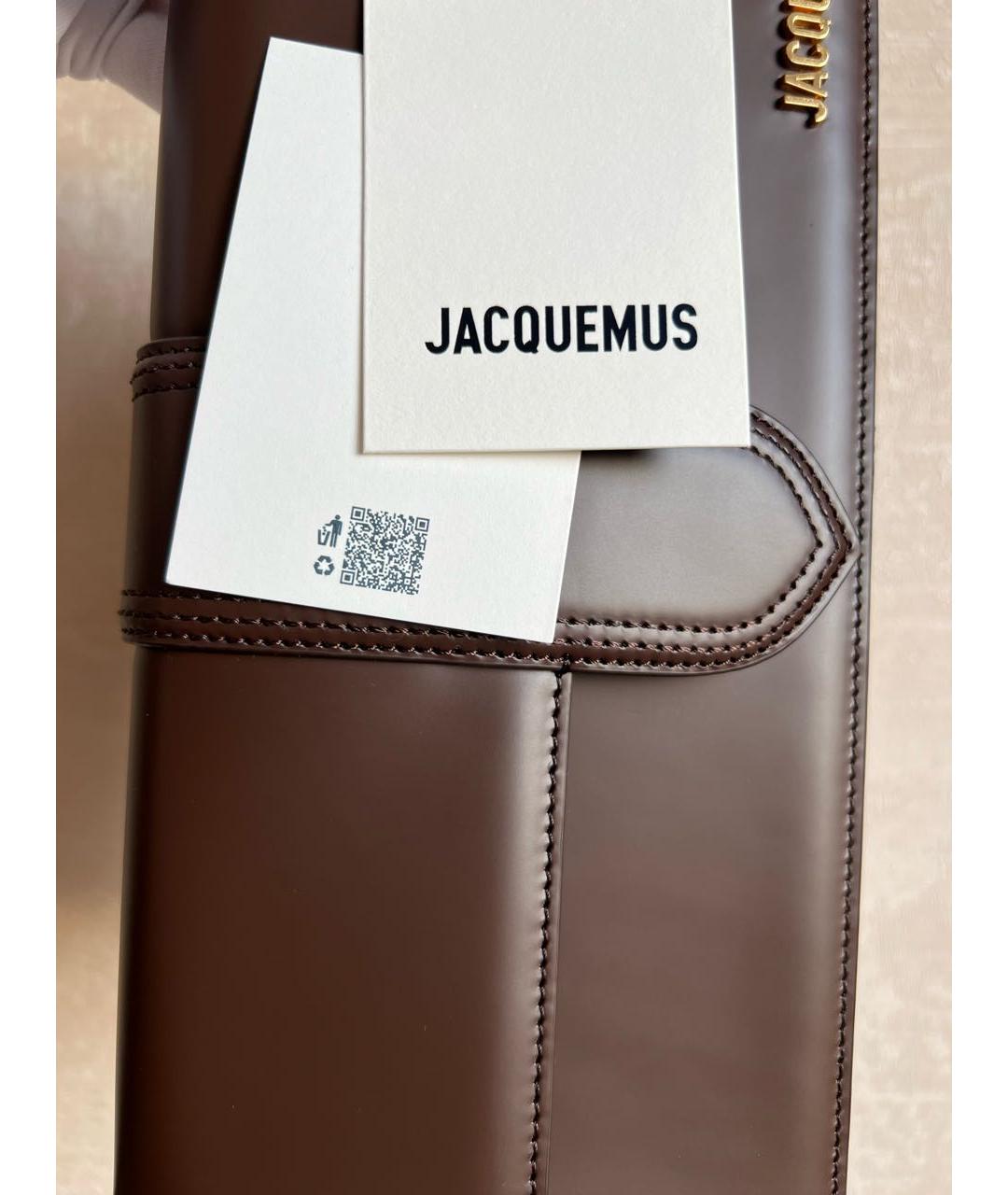 JACQUEMUS Коричневая кожаная сумка с короткими ручками, фото 7