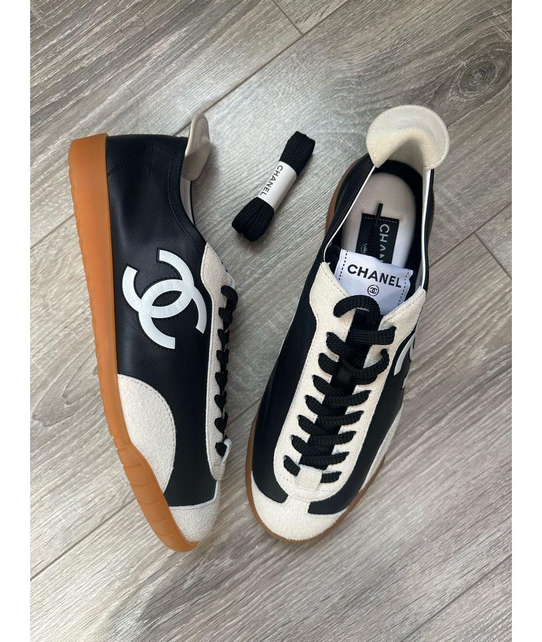 CHANEL Черные кожаные кеды, фото 2