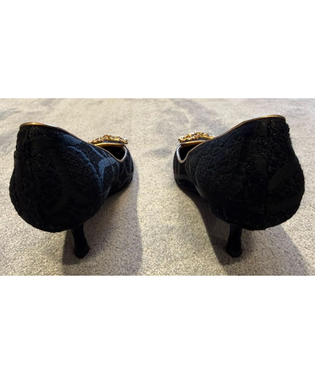 DOLCE&GABBANA Черные бархатные туфли, фото 4