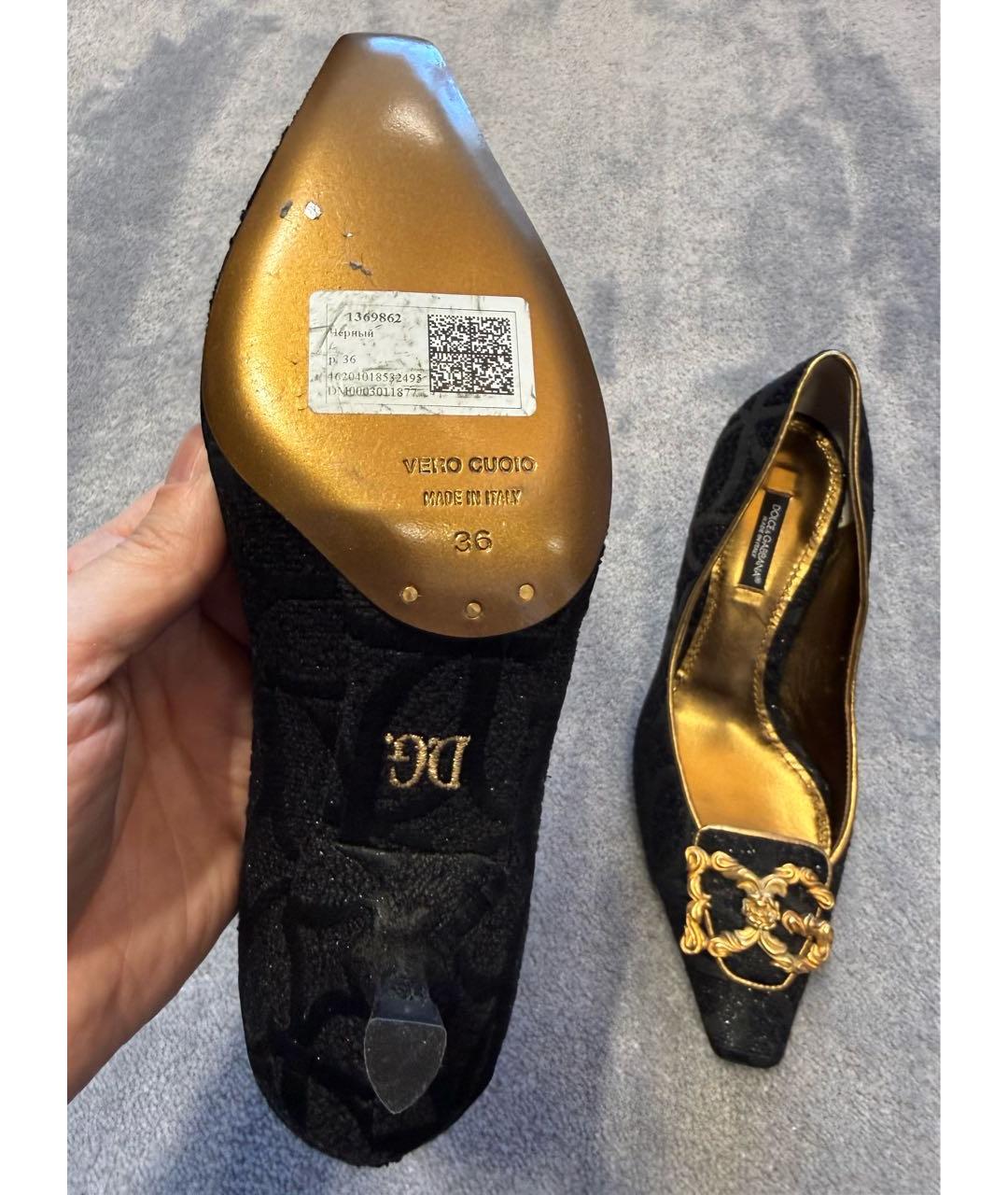 DOLCE&GABBANA Черные бархатные туфли, фото 6