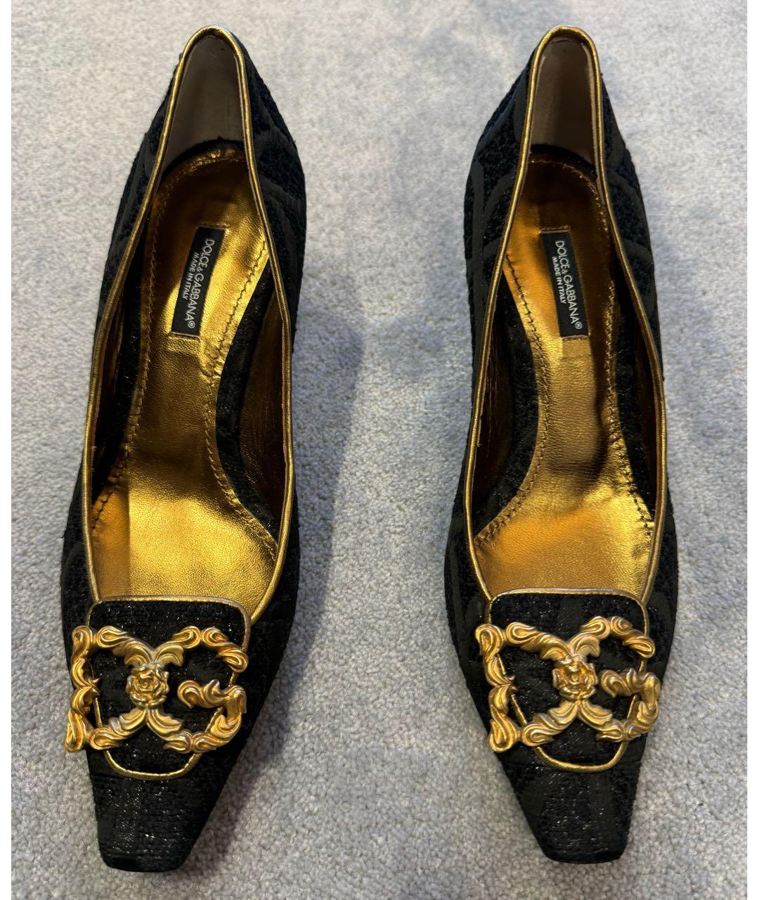 DOLCE&GABBANA Черные бархатные туфли, фото 2