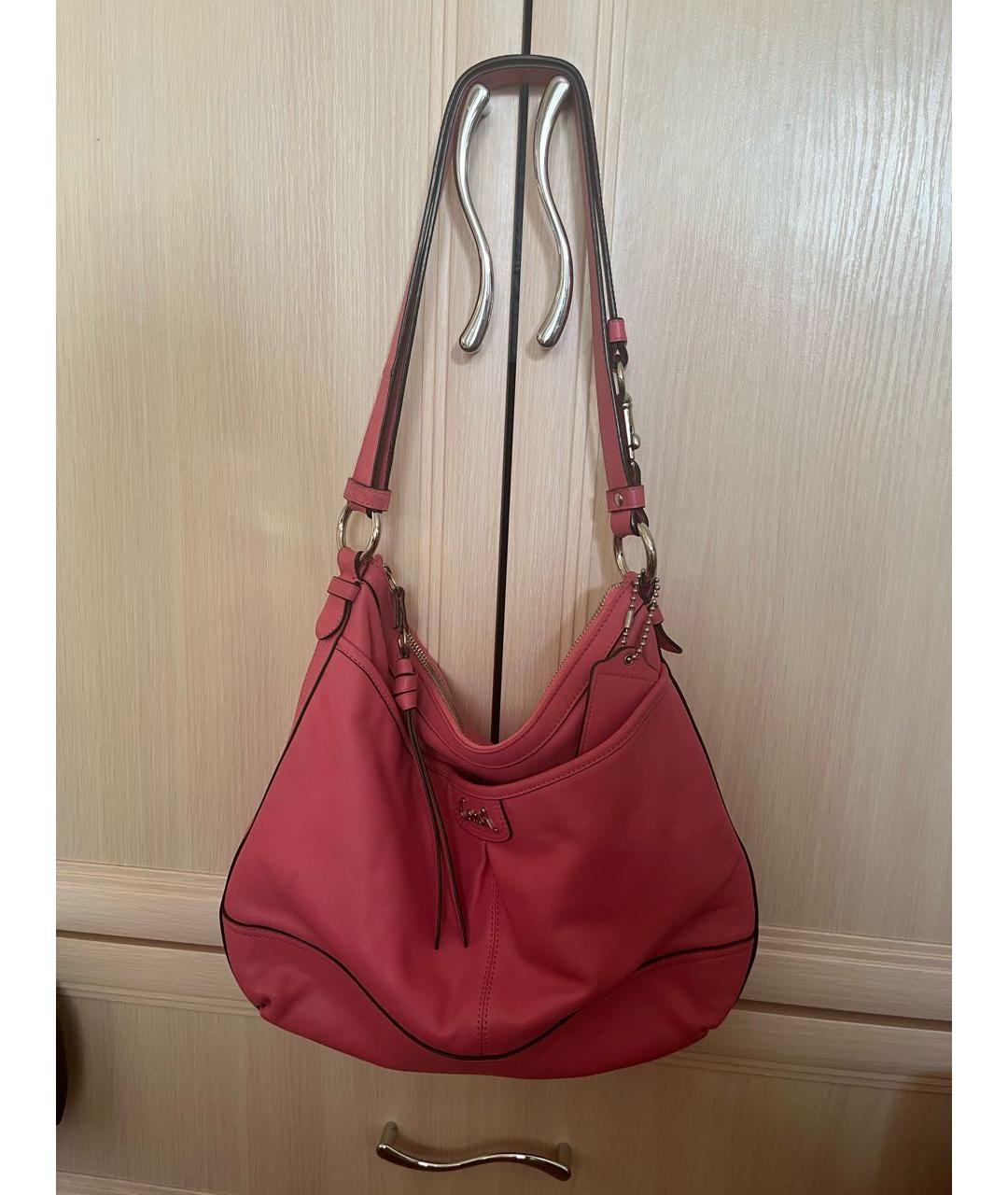 COACH Розовая кожаная сумка через плечо, фото 5