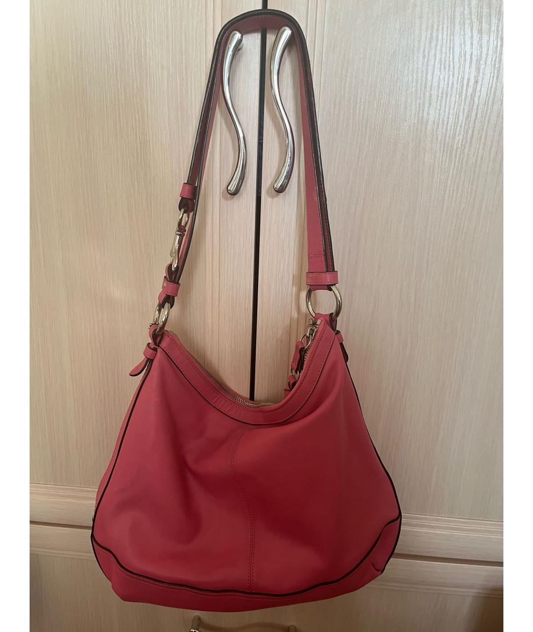 COACH Розовая кожаная сумка через плечо, фото 2