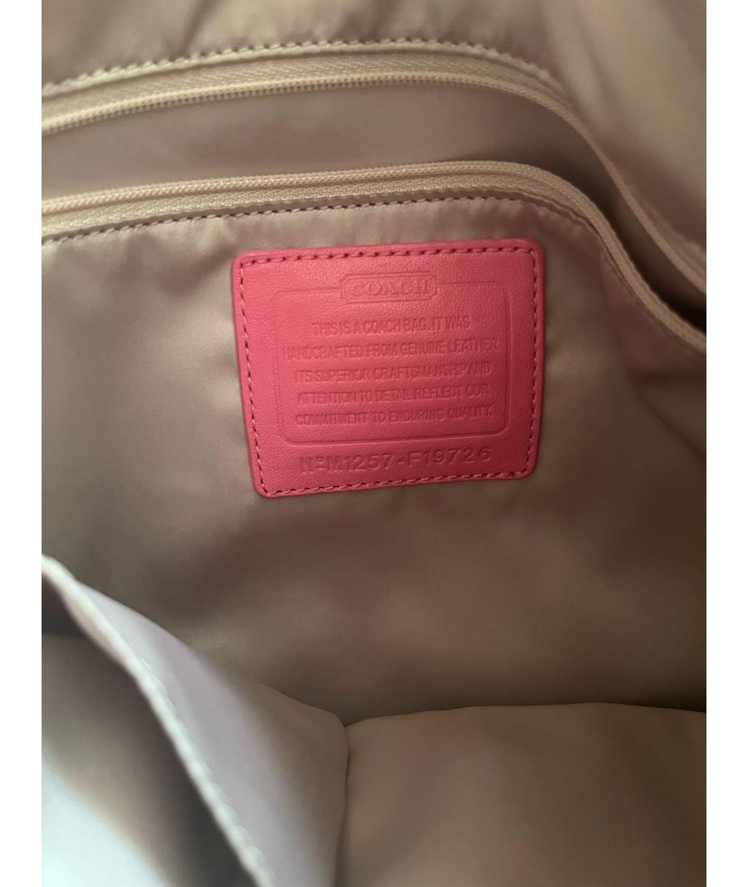 COACH Розовая кожаная сумка через плечо, фото 3