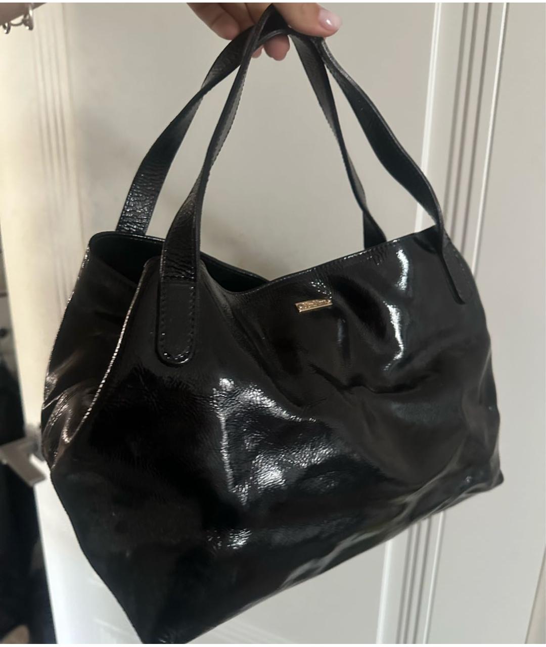 MAX MARA Черная сумка тоут из лакированной кожи, фото 2