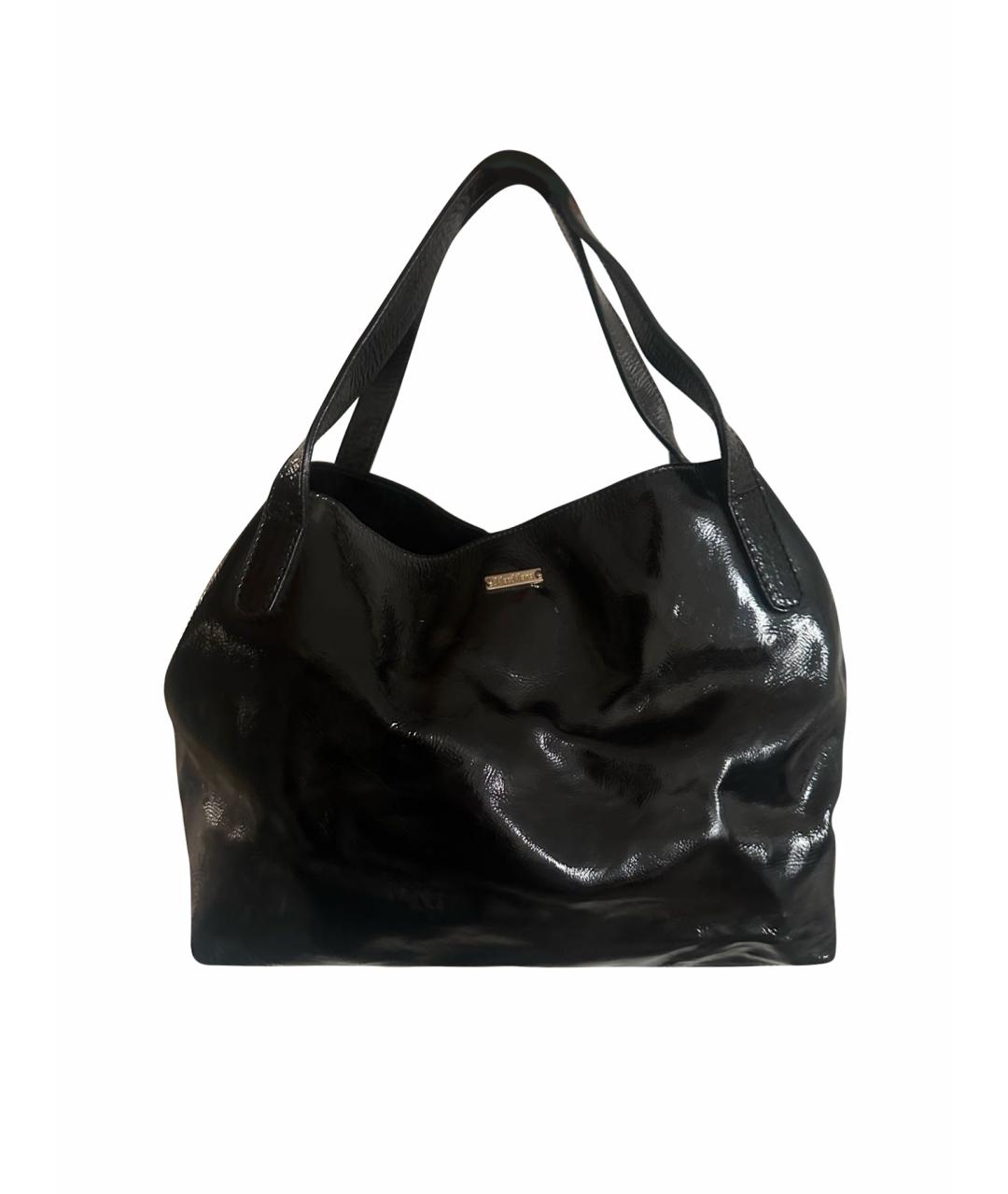 MAX MARA Черная сумка тоут из лакированной кожи, фото 1