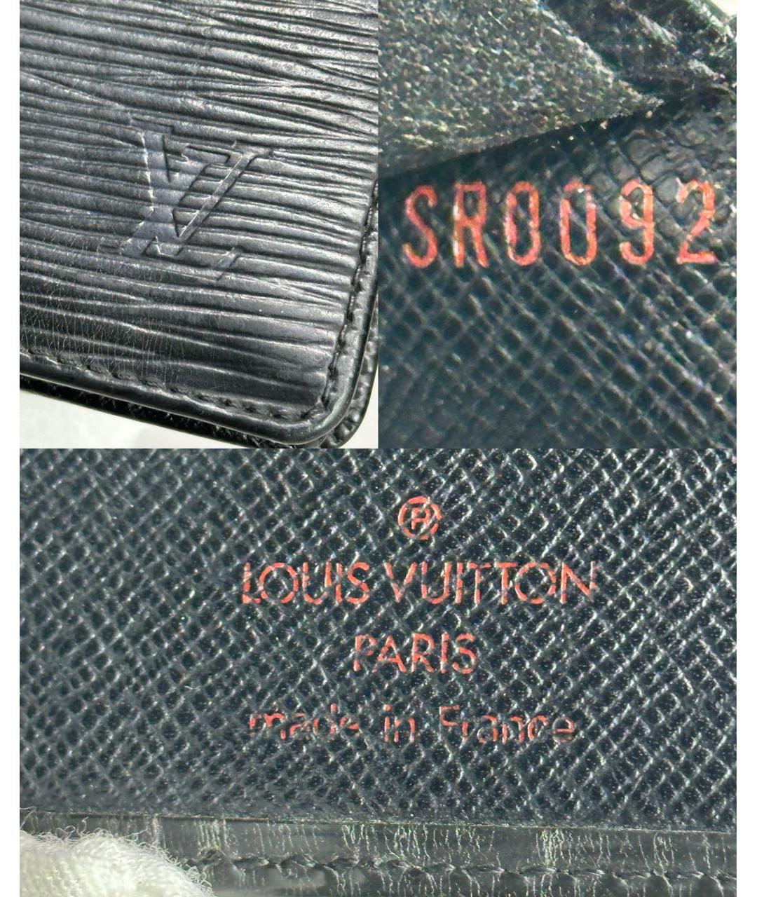 LOUIS VUITTON Черный кожаный кошелек, фото 4