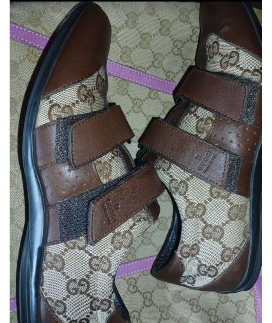 GUCCI Бежевые текстильные кеды, фото 4