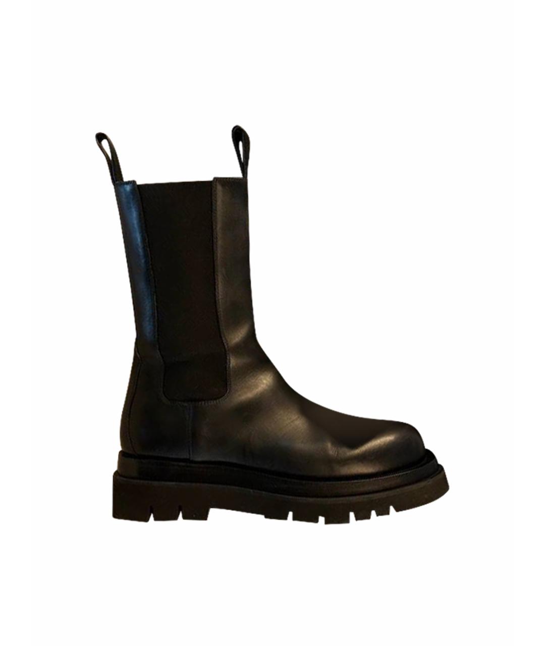 BOTTEGA VENETA Черные кожаные полусапоги, фото 1