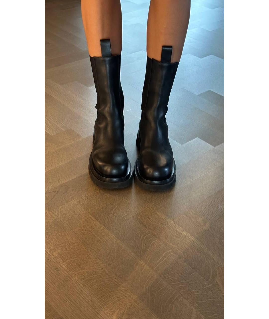 BOTTEGA VENETA Черные кожаные полусапоги, фото 3