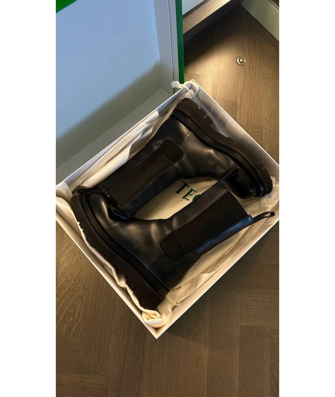 BOTTEGA VENETA Черные кожаные полусапоги, фото 5