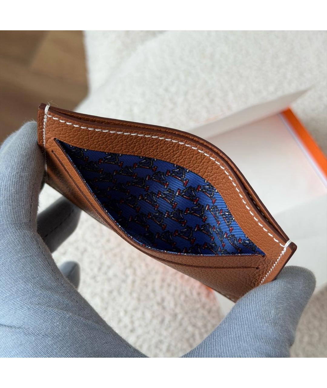 HERMES Коричневый кожаный кардхолдер, фото 3