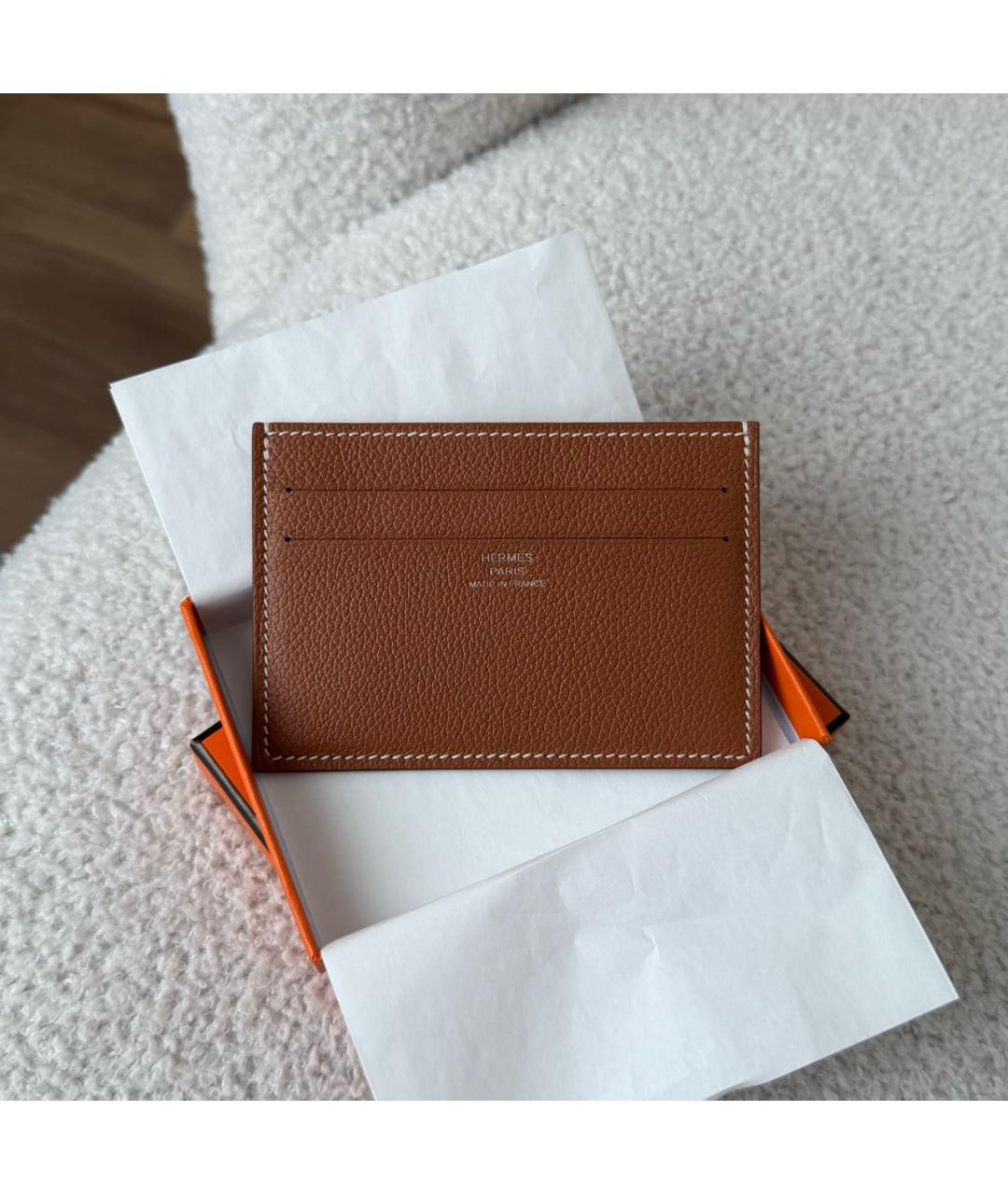 HERMES Коричневый кожаный кардхолдер, фото 4