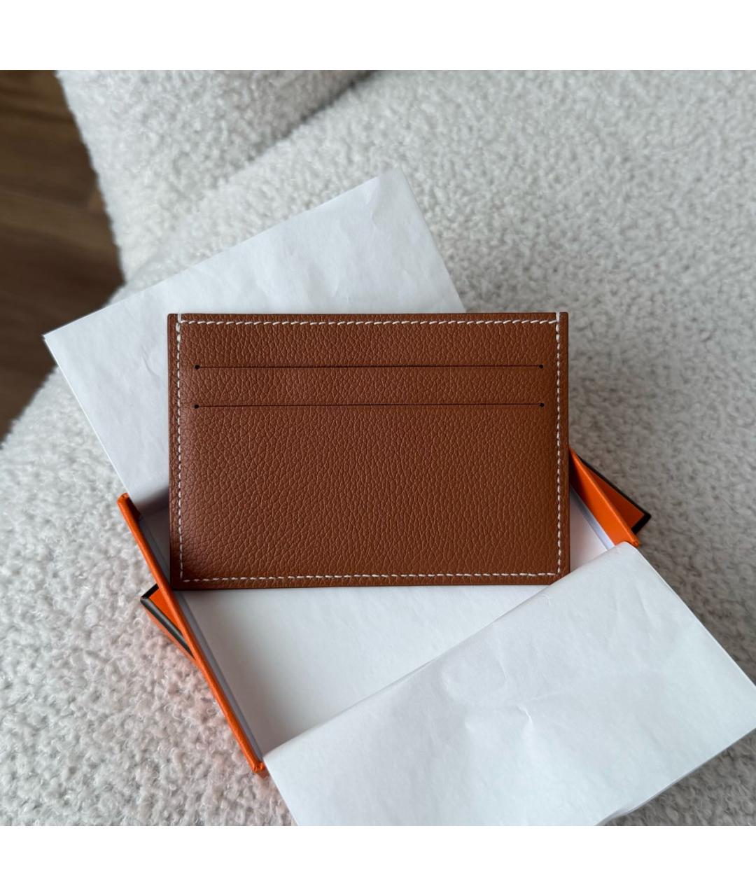 HERMES Коричневый кожаный кардхолдер, фото 2