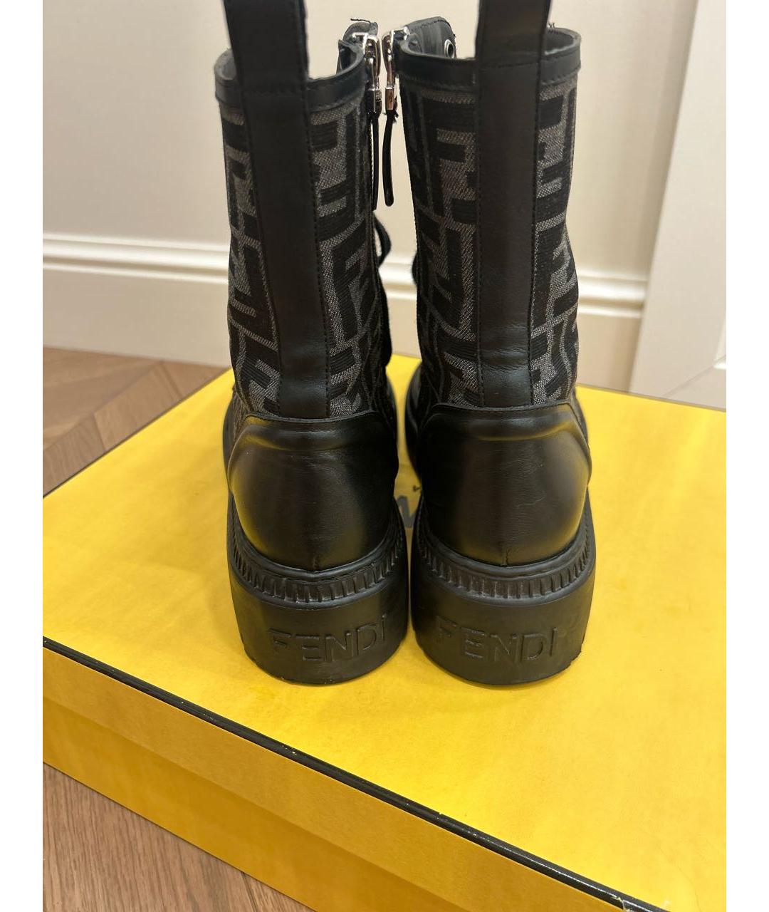 FENDI Черные кожаные ботинки, фото 3