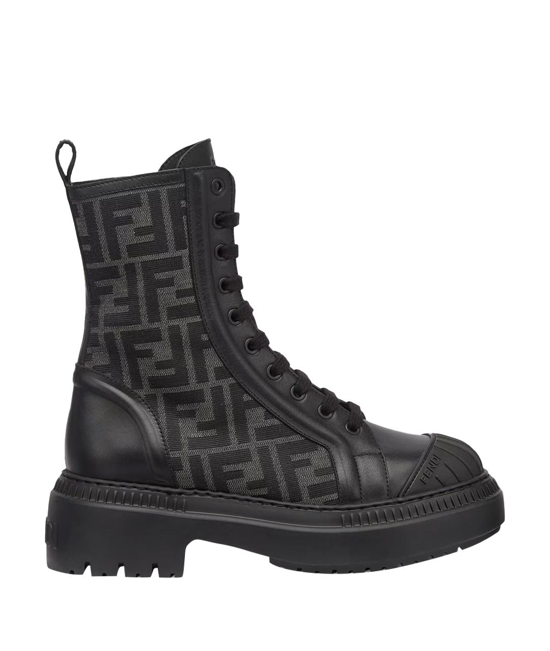 FENDI Черные кожаные ботинки, фото 1