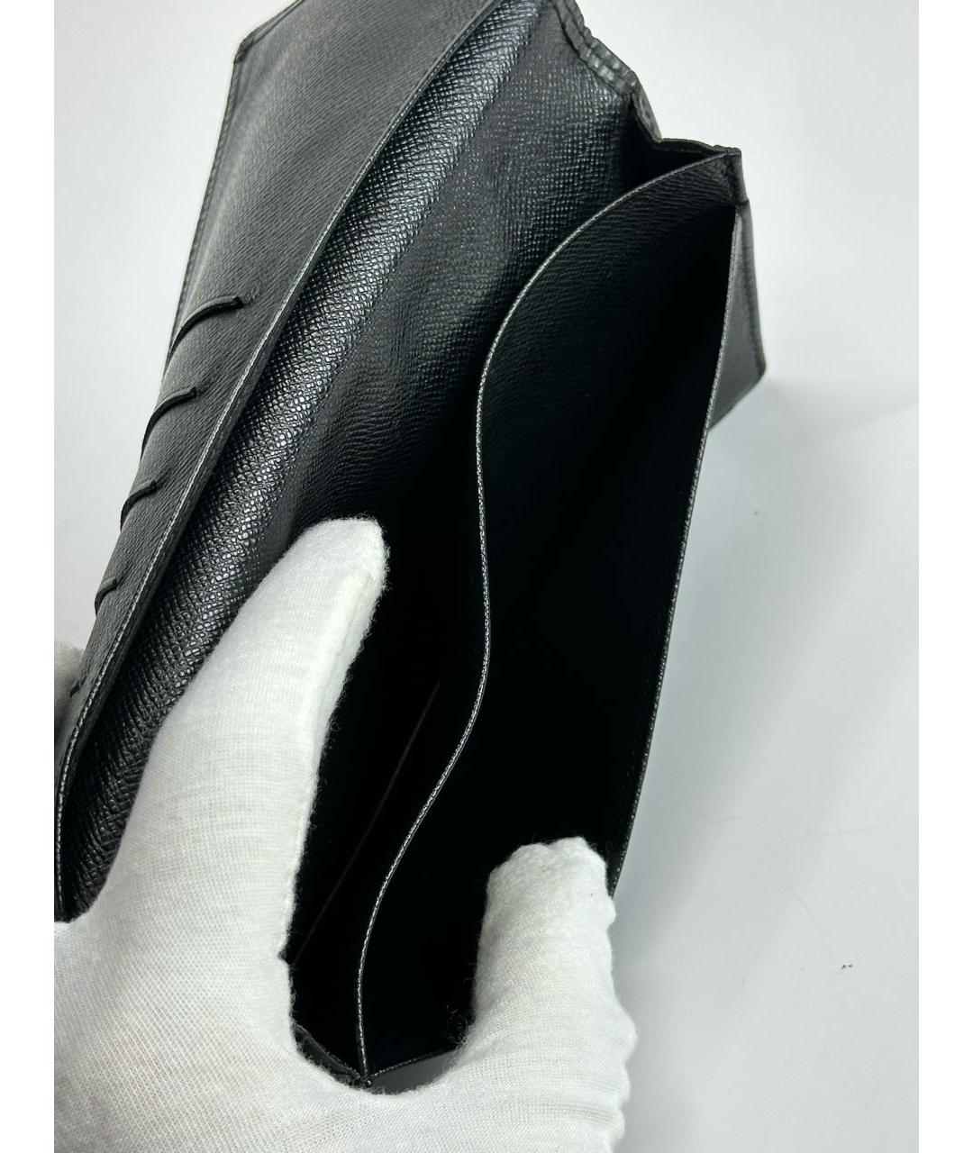 LOUIS VUITTON Черный кожаный кошелек, фото 7