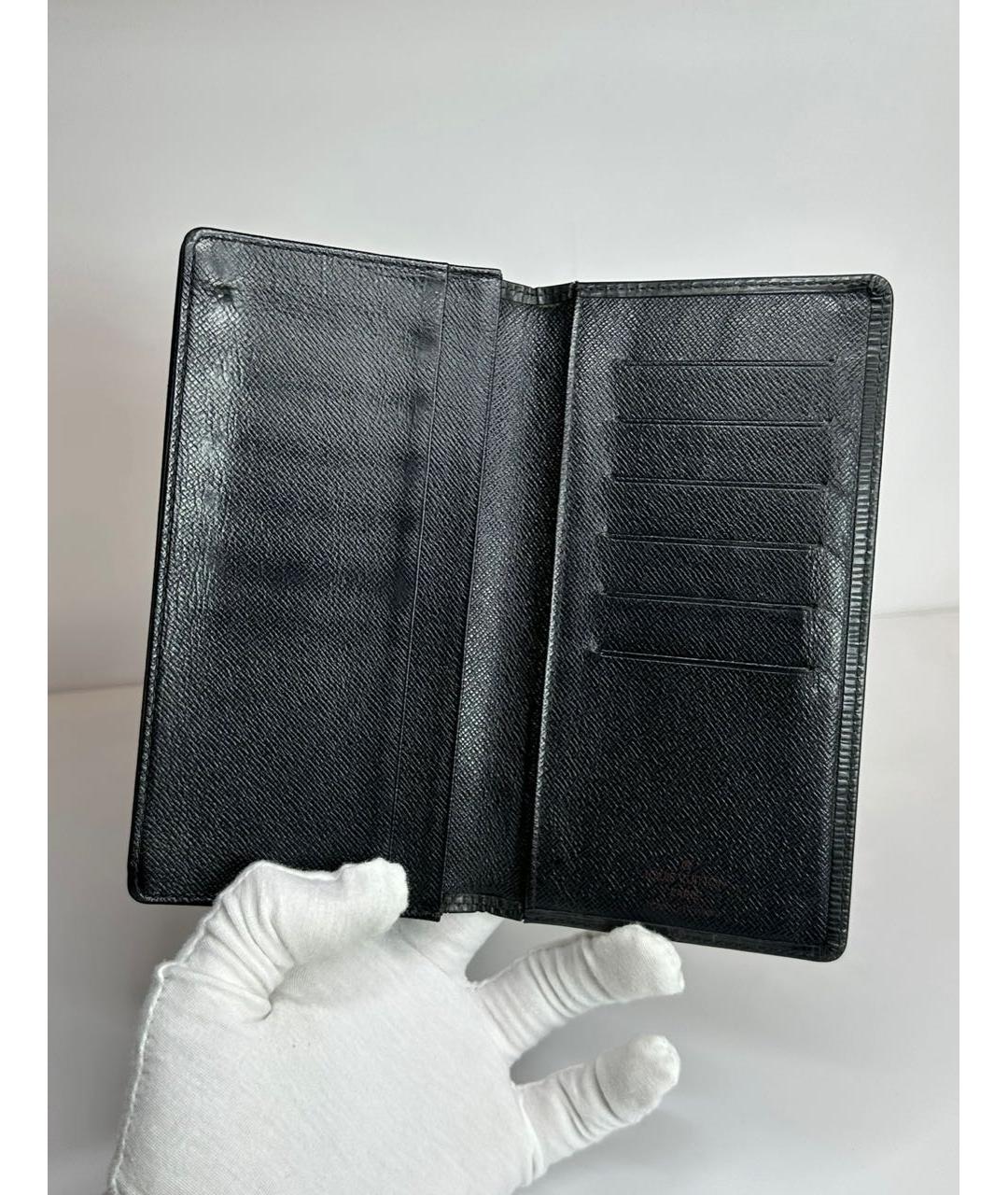 LOUIS VUITTON Черный кожаный кошелек, фото 3