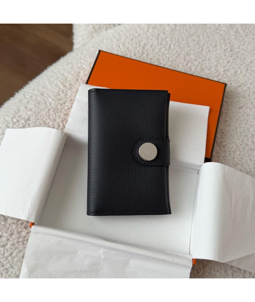 HERMES Черный кожаный кардхолдер, фото 2