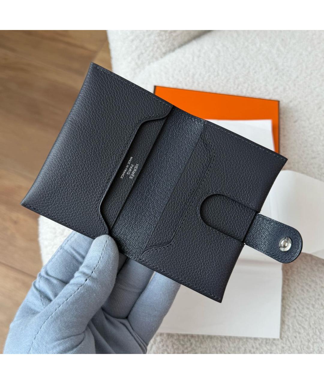 HERMES Черный кожаный кардхолдер, фото 3