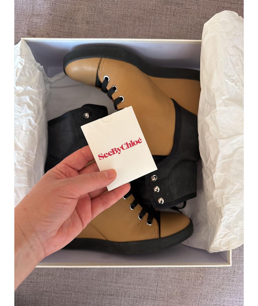 SEE BY CHLOE Черные кожаные кроссовки, фото 3