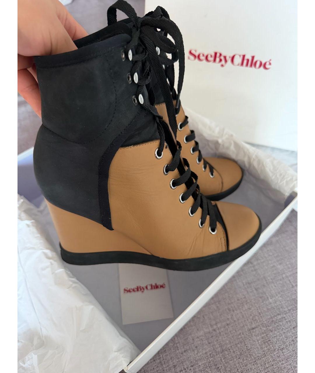 SEE BY CHLOE Черные кожаные кроссовки, фото 9