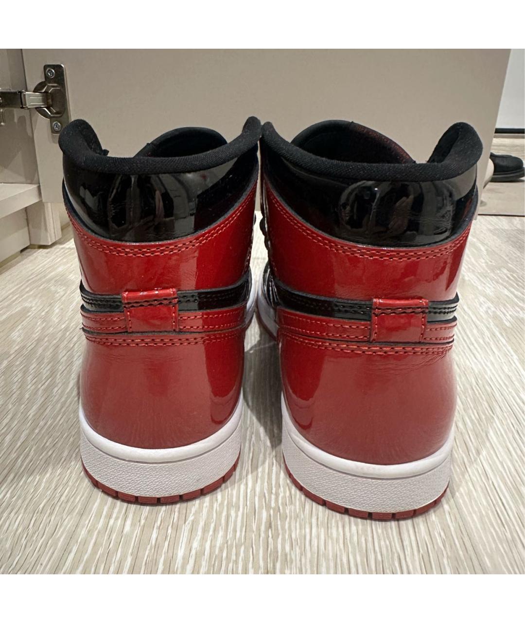 NIKE Бордовые кожаные высокие кроссовки / кеды, фото 4