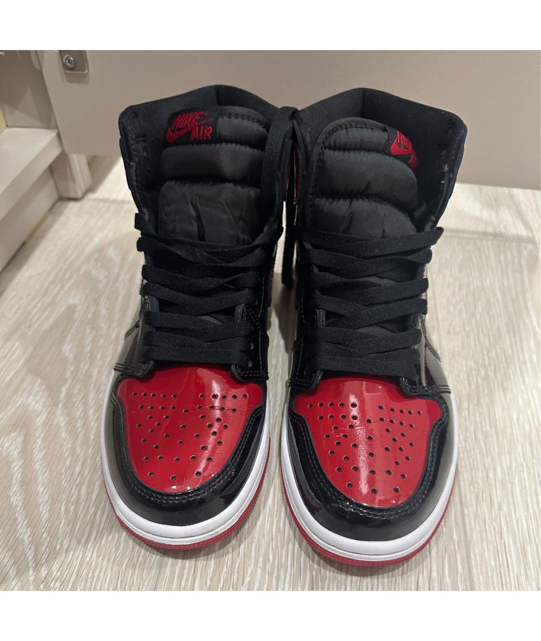 NIKE Бордовые кожаные высокие кроссовки / кеды, фото 2