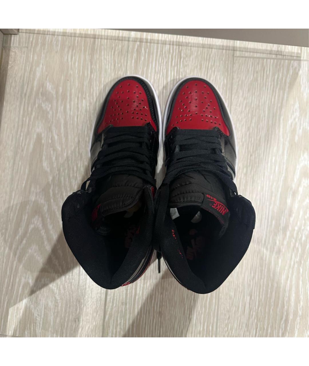 NIKE Бордовые кожаные высокие кроссовки / кеды, фото 3