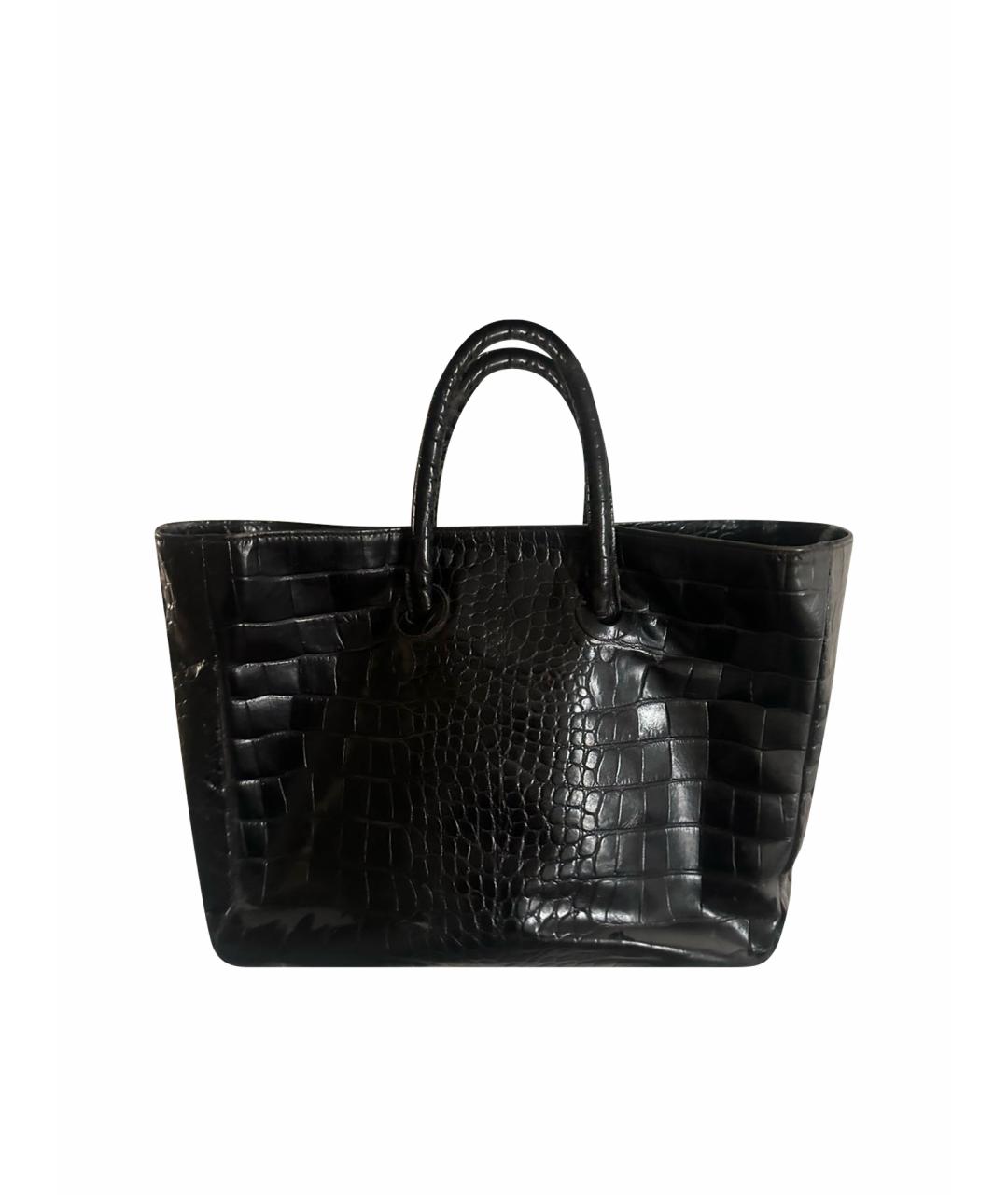 FURLA Черная кожаная сумка тоут, фото 1